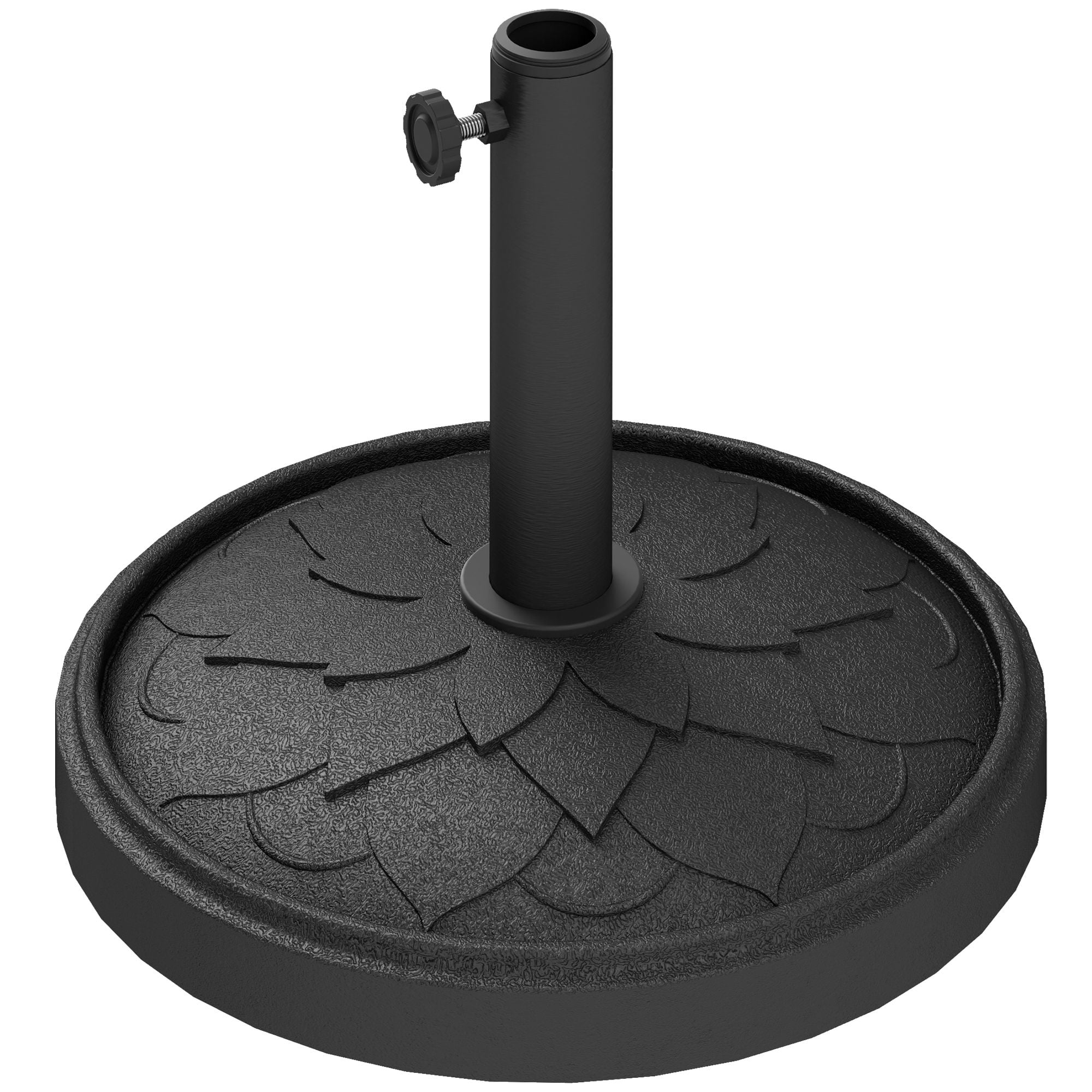 Dranite Round Patio Umbrella Base, 26 lbs Resin Umbrella Stand Base, Heavy Duty Patio Umbrella Holder for 1.3"/1.5"/1.9" Umbrella Poles for Outdoor, Lawn, Poolside, Black