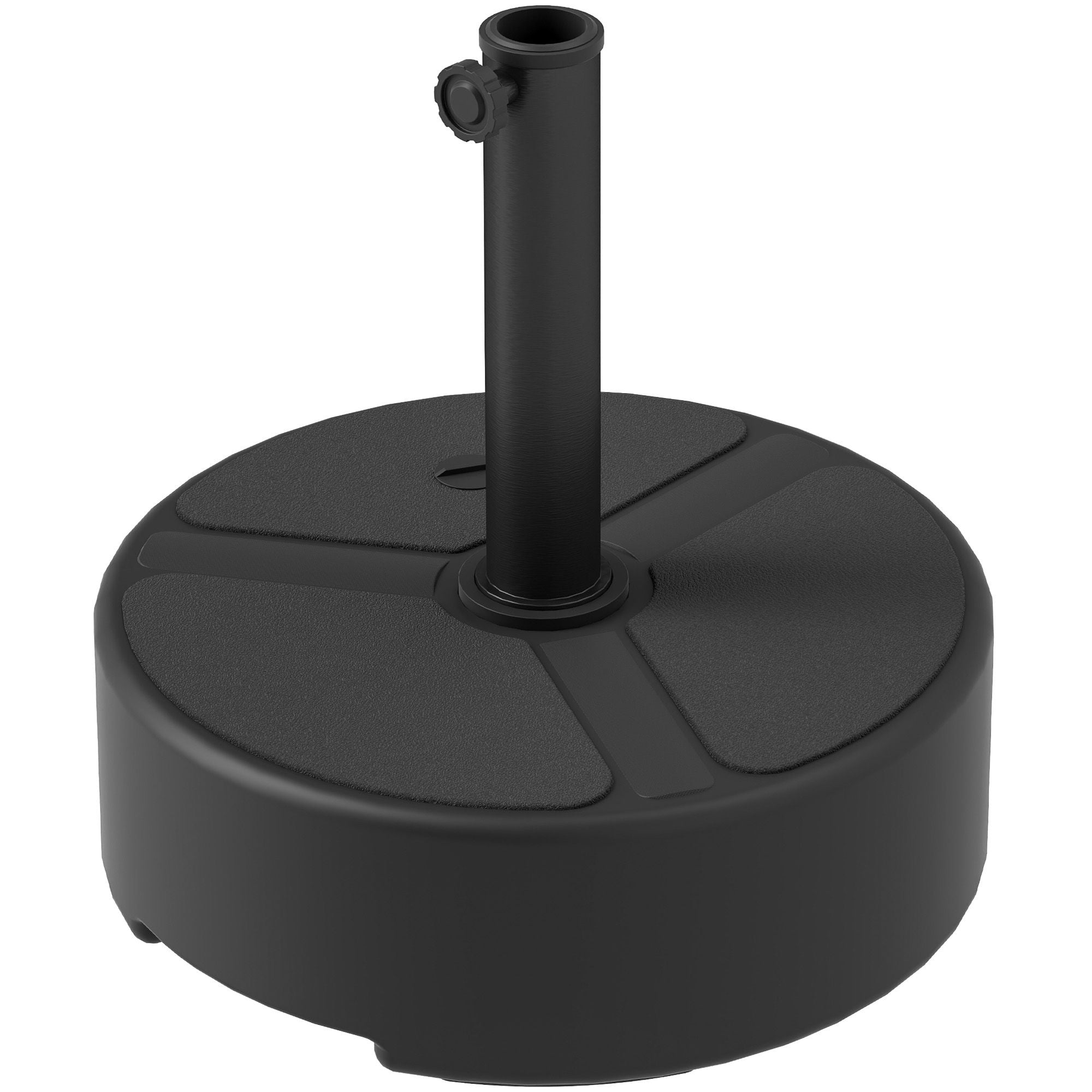 Dranite Round Patio Umbrella Base Holder, Heavy Duty Outdoor Umbrella Stand Base, Filled Up to 44lbs with Sand or 40lbs with Water for Garden, Poolside, Black