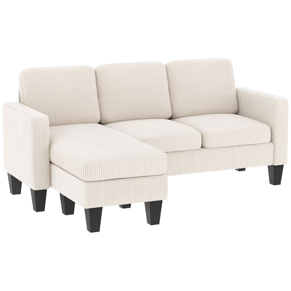 Dranite Sectional Sofa L-Shaped Couch with Reversible Chaise or Ottoman, Cream White
