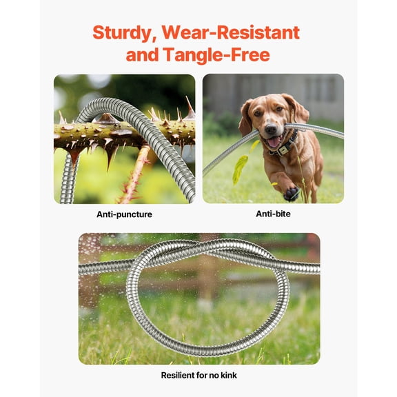 Dranite Stainless Steel Metal Garden Hose 25ft, Rustproof Heavy Duty Flexible Water Pipe