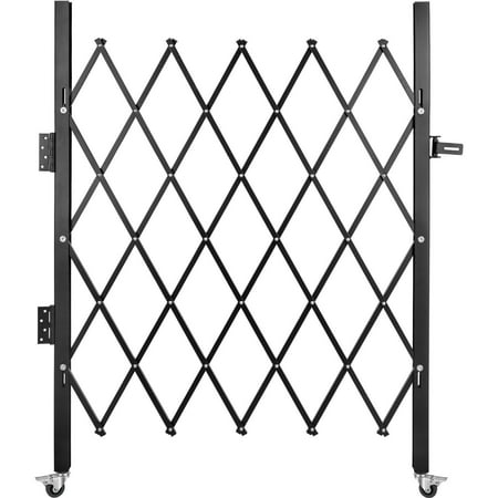 Dranite Steel Folding Security Gate, 5'x5.5' Accordion Barrier with Padlock