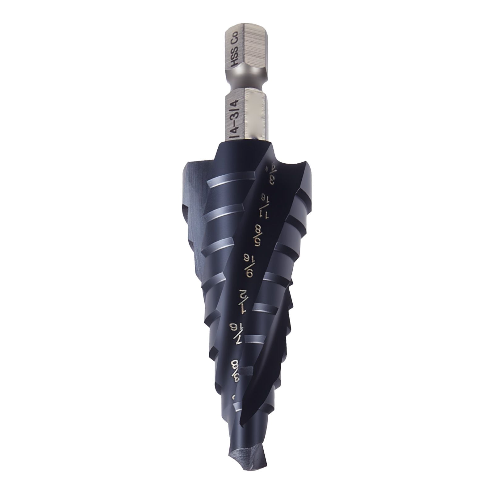 Dranite Step Drill Bit, 1/4" to 3/4", TiAlN Coating Cobalt HSS, Hex Shank for Metal/Wood