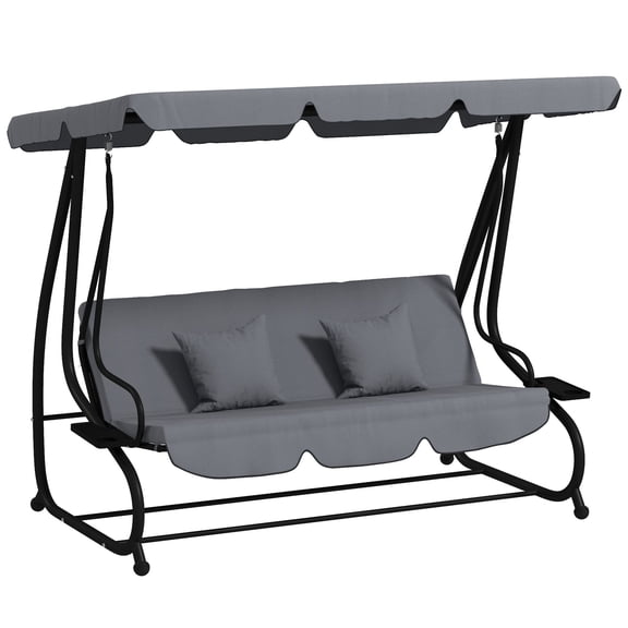 Dranite Swing Bench Free Standing Porch with Adjustable Canopy Cushion and Pillows