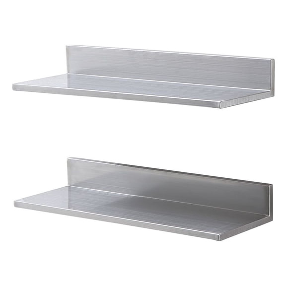 Dranite Wall Mount Stainless Steel Shelf 8.6x24", 44LB Capacity 2-Pack with Backsplash