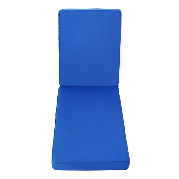 Dranite Waterproof Replacement Cushion for Chaise Lounge, 72" L x 21" W x 3" Thick, Fade-Resistant Outdoor Chair Pad with Ties, Blue Pool Lawn Lounger Cushion