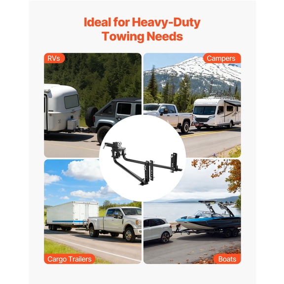 Dranite Weight Distribution Hitch Kit, 8000 lbs Towing & 800 lbs Tongue Weight Capacity, with Sway Control, 2" Shank & 2-5/16" Ball, Load Leveling System for Trailers