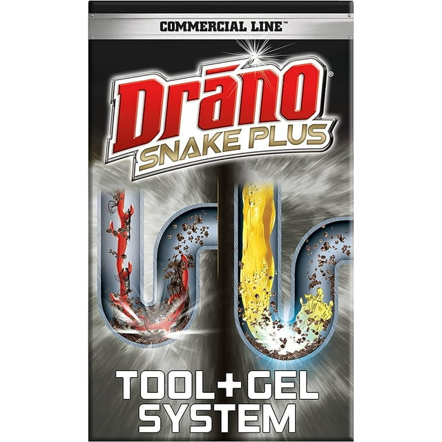 Drano Gel Drain Clog Remover and Cleaner 16oz and Snake Plus Tool 16 inches, Unclogs tough