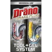 Drano Gel Drain Clog Remover and Cleaner 16oz and Snake Plus Tool 16 inches, Unclogs tough blockages, Commercial Line