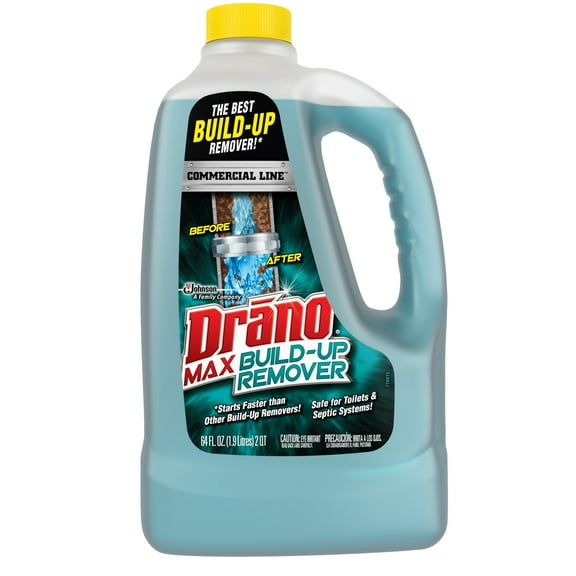 DranoMax Build-Up Remover, Drain Clog Preventor, Liquid Commercial Line, 64 oz