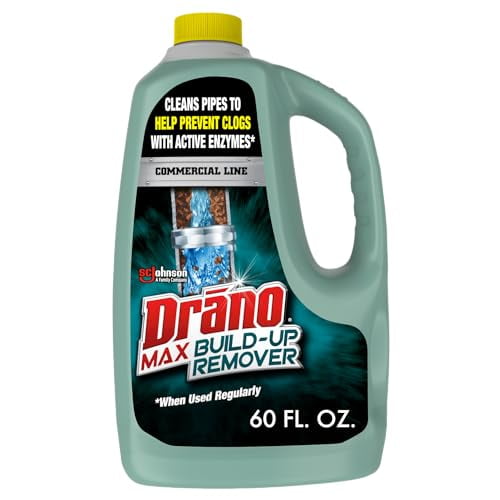Drano Max Build Up Remover Drain Cleaner, Enzymes & Probiotics Prevents Clogs & Remove Odor-Causing Buildup, Safe for Septic, Toilets & Pipes in Bathroom Drains & Kitchen Sinks, Commercial Line, 60 o