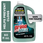 Drano Max Build-Up Remover, Drain Cleaner, Commercial Line, for Kitchen, Toilets, Shower, Sinks, 60 fl oz