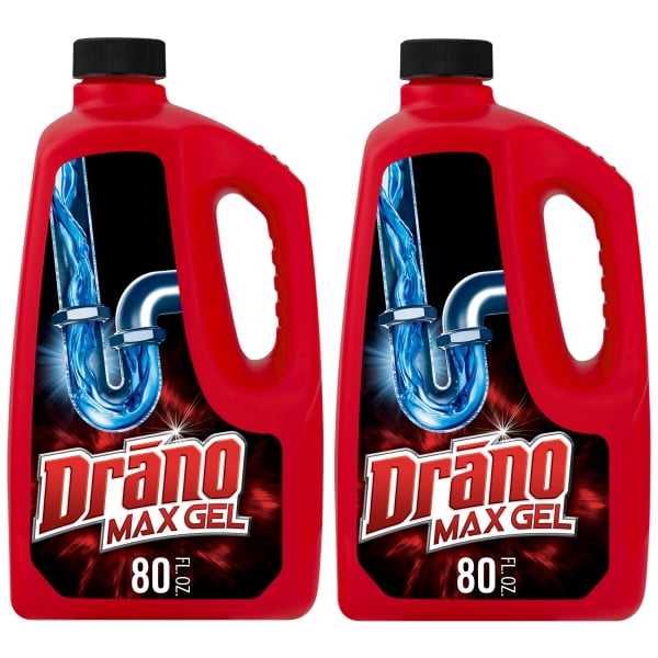Drano Max Gel Hair Unclogger, Kitchen Sink, Shower & Bathtub Unclog Liquid, 160 Ounces, 2 Count