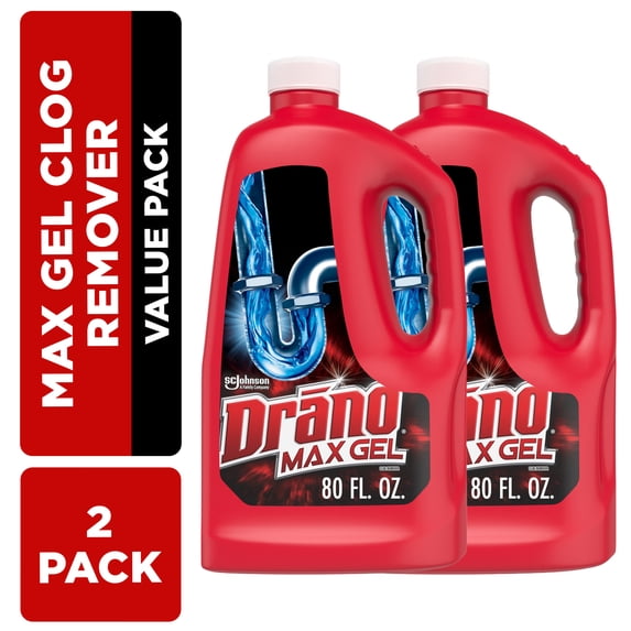 Drano Max Gel Drain Clog Remover, 160 Ounces, 2 Count