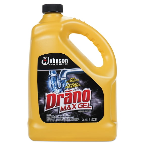 Drano Max Gel Clog Remover, Bleach Scent, 128 oz Bottle -SJN696642EA