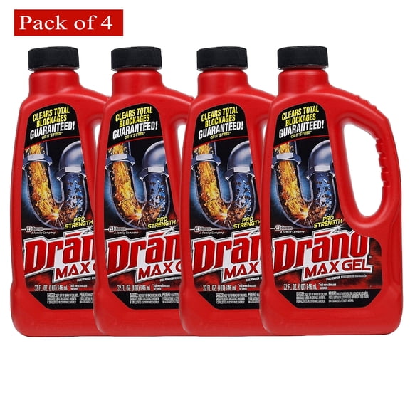 Drano Max Gel Clog Remover, Drain Cleaner  32 oz Each (Pack of 4)