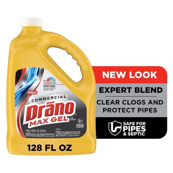 Drano Max Gel Drain Clog Remover, Commercial Line, 128 fl oz