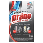 Drano Snake Plus Drain Cleaning Kit w/ Gel Drain Clog Remover 16 fl oz & Snake Plus Tool 23", Commercial Line