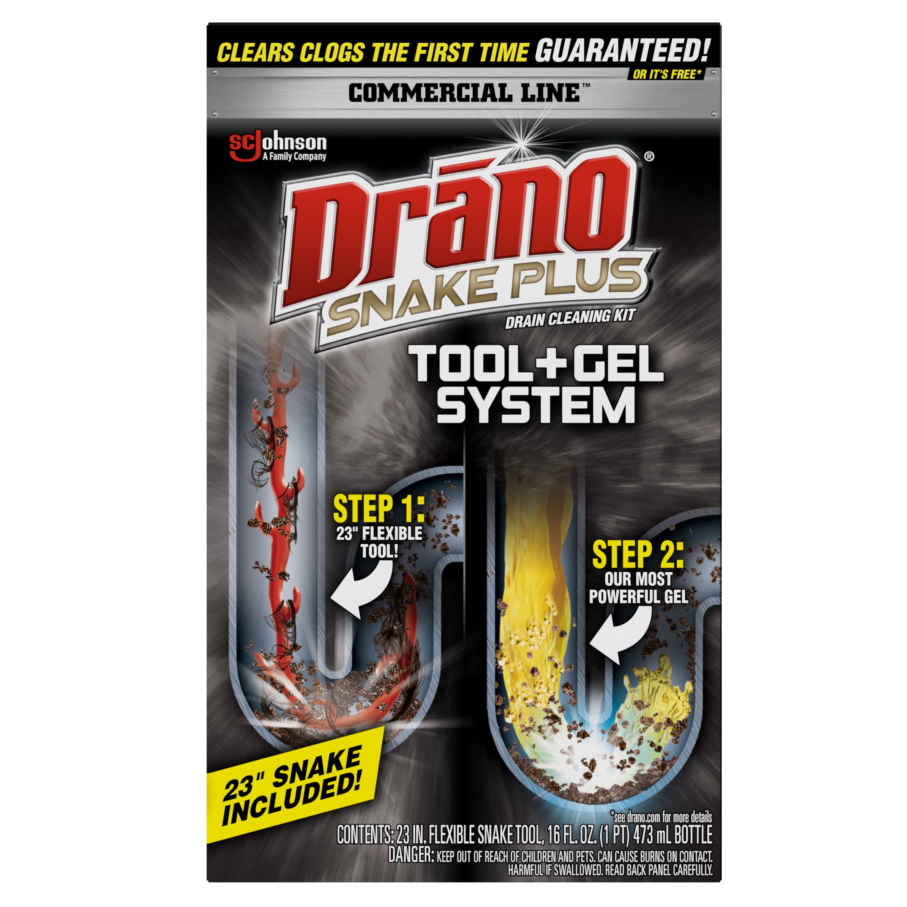 Drano Snake Plus Tool + Gel System, Commercial Line, 16 oz
