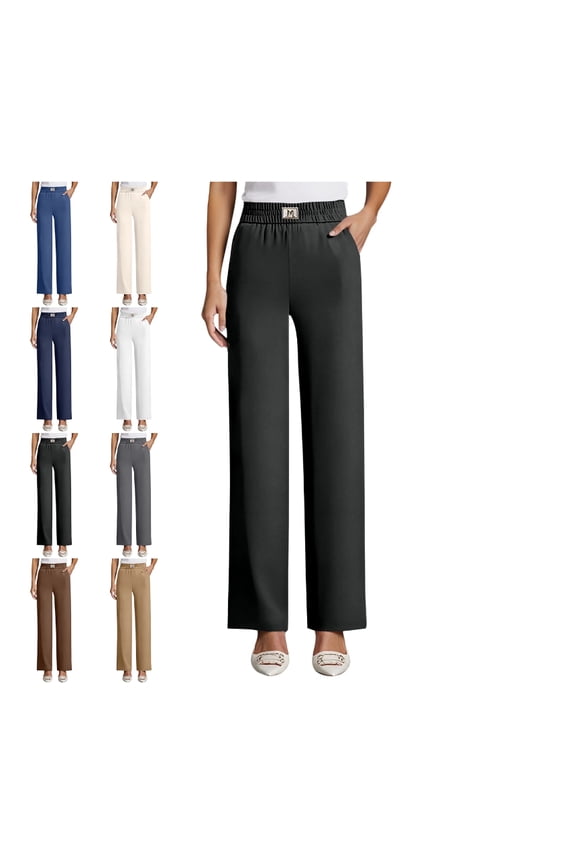 Drape High-Rise Silky Soft Pull-On Stretch Comfort Pants for Women Black M