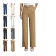 thumbnail image 1 of Drape High-Rise Silky Soft Pull-On Stretch Comfort Pants for Women Camel L, 1 of 3