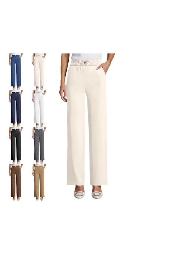 Drape High-Rise Silky Soft Pull-On Stretch Comfort Pants for Women Khaki L