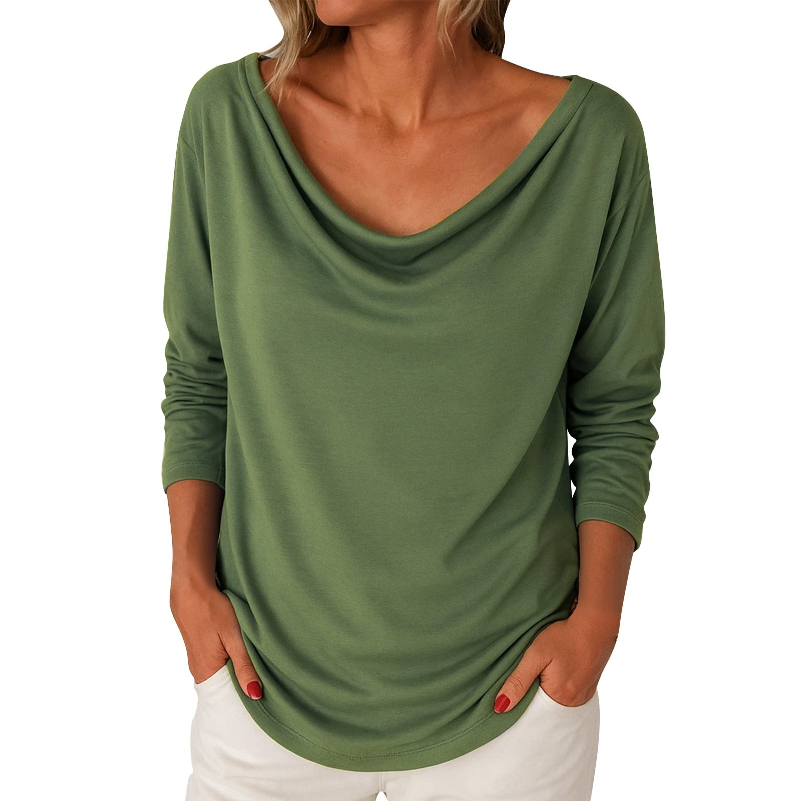 Drape Neck Tops for Women, Yigetop Ladies' Fashionable Casual Loose ...