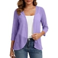 thumbnail image 1 of Draped 3/4 Sleeve Cardigans for Women Summer Lightweight Casual Open Front Irregular Hem Vest, 1 of 9