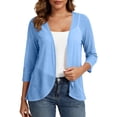 thumbnail image 1 of Draped 3/4 Sleeve Cardigans for Women Summer Lightweight Casual Open Front Irregular Hem Vest, 1 of 9