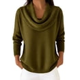 thumbnail image 1 of Draped Cowl Neck Sweater for Women, Knitted Long Sleeve Casual Pullover Sweaters Loose Comfy Tunic Tops, 1 of 5