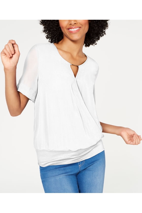 Draped Keyhole Top White S