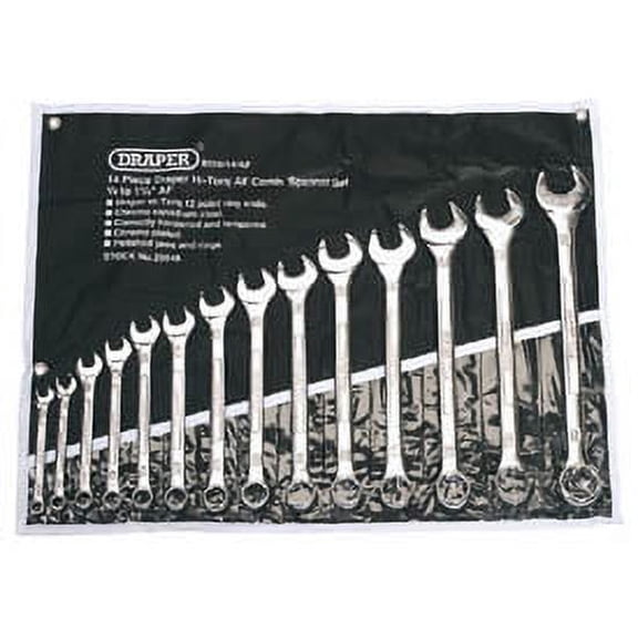 Draper 14 Piece Chrome Vanadium Imperial Combination Spanner Work Set - 29548