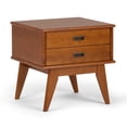 thumbnail image 1 of Simpli Home Draper 22 inch Wide Solid Wood Mid Century Modern Side Table in Teak Brown, 1 of 2