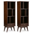 thumbnail image 1 of Simpli Home Draper 22W 6 Cubbie Bookcase with Drawer (Set of 2) in Medium Auburn Brown, 1 of 9