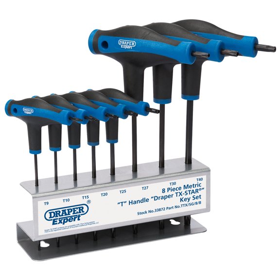 Draper 33872 Expert 8 Piece Soft Grip 'T' Handle Tx-Star Key Set