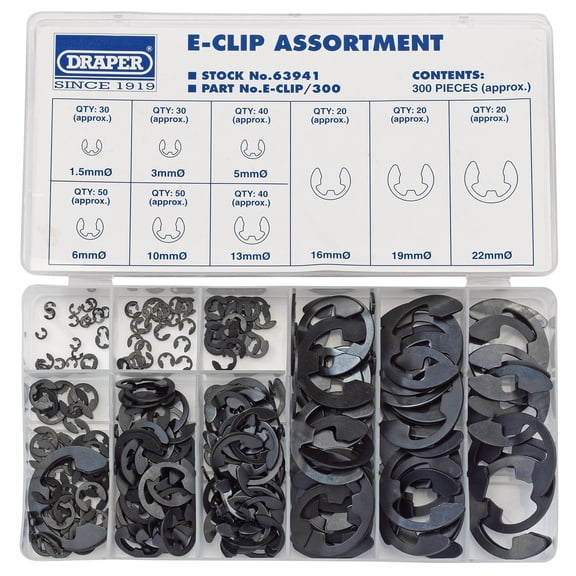 Draper 63941 300 Piece E Clip Assortment
