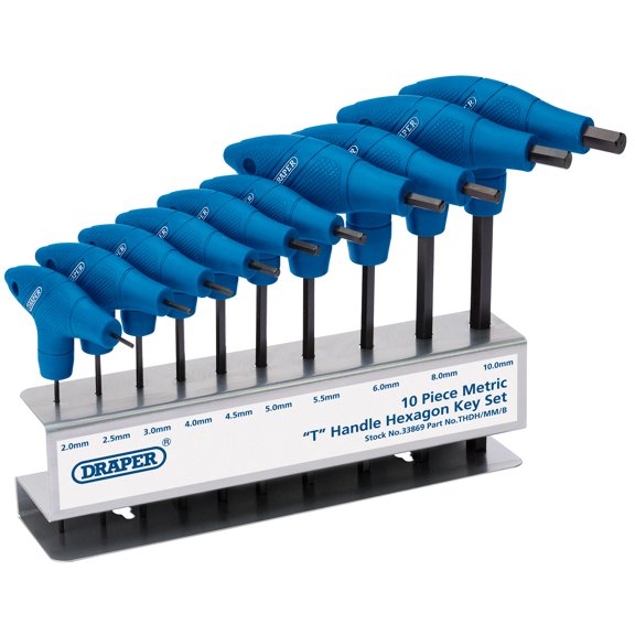 Draper Expert Ball End T-Handle Hex Allen Key Tool Set 8 Piece +Rack 16354 33869