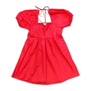 Draper James Ladies Square Neckline Tie Back Puff Sleeve Dress Hibiscus, XS
