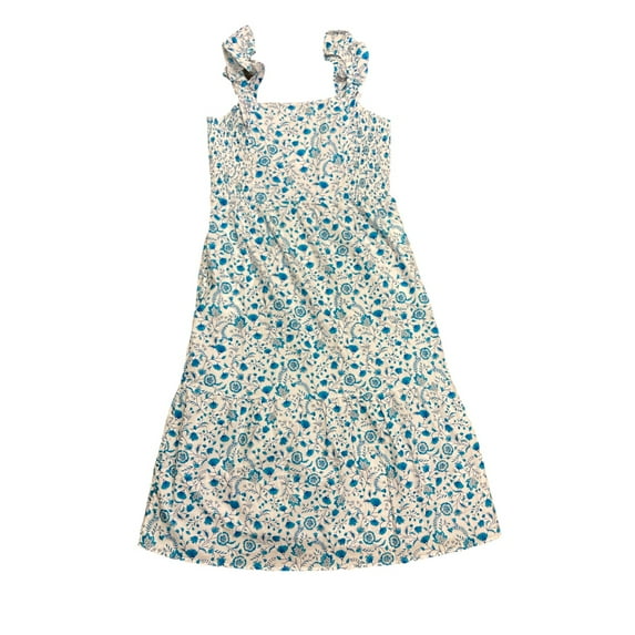 Draper James Women's Flutter Strap Smocked Midi Dress (Blue Paisley, L)