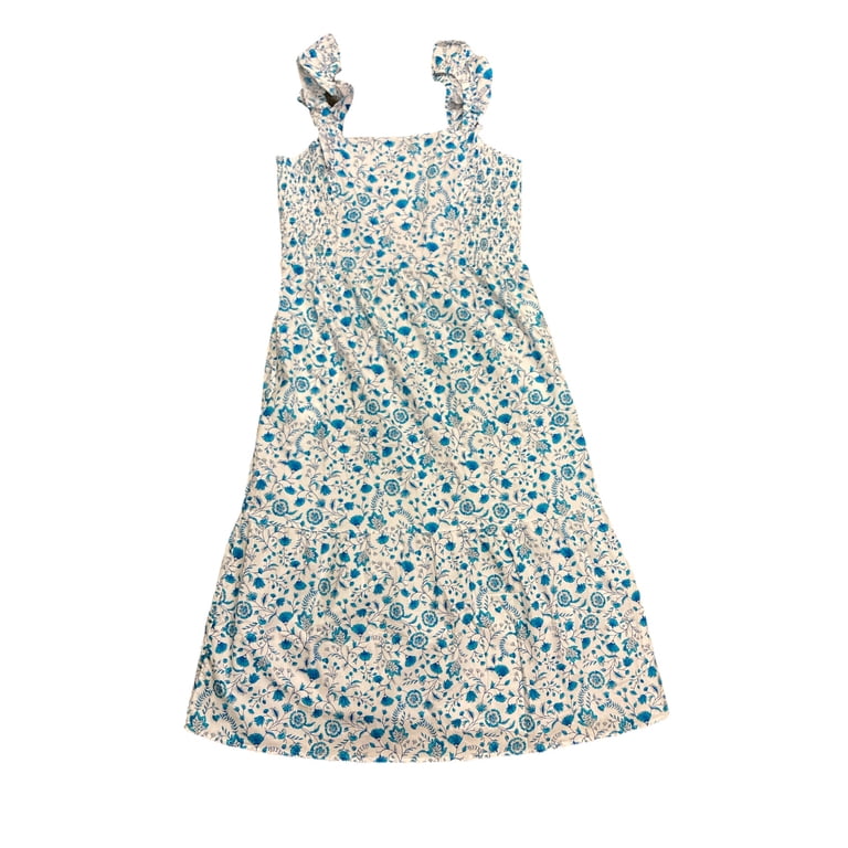 Draper James Women's Flutter Strap Smocked Midi Dress (Blue Paisley, S) -  Walmart.com