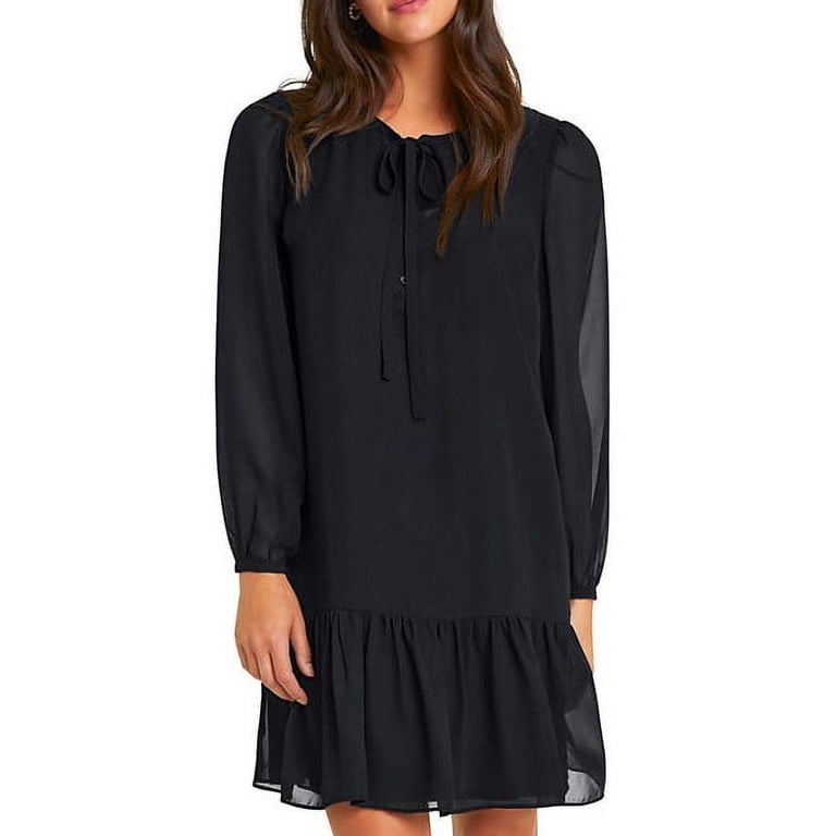 knee length dresses for ladies Black Regal Lace Long Sleeve Mini Dress main image 1