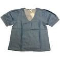 thumbnail image 1 of Draper James Women's Short Puff Sleeve Heidi V Neck Top (Chambray, XL), 1 of 2