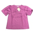 thumbnail image 1 of Draper James Women's Short Puff Sleeve Heidi V Neck Top (Purple Eyelet, XXL), 1 of 2