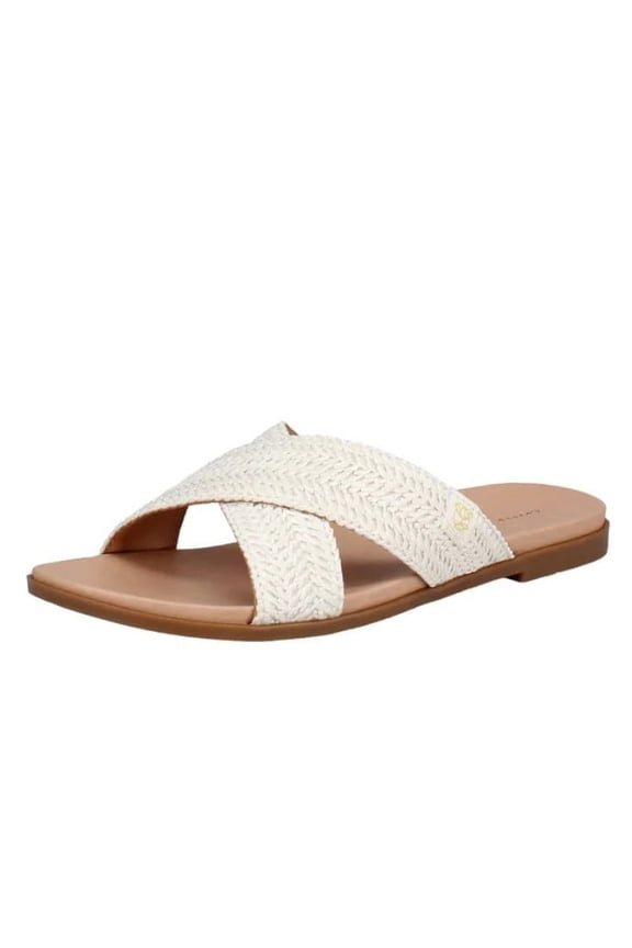 Women's Size 10 Alex Raffia Cross Strap Sandals, White