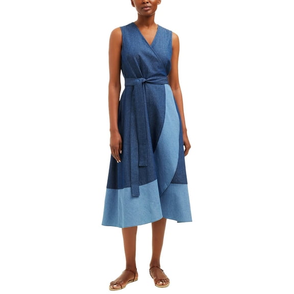 Draper James womens Lorelai Two Tone Sleeveless Wrap Dress, 12
