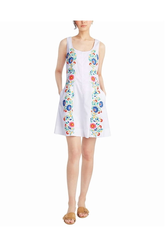 womens Primrose Mini Dress with Floral Embroidery, 8