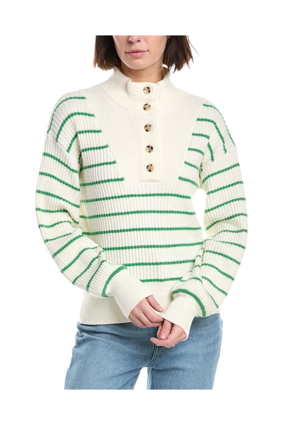 womens Striped Button Front Sweater, XXL