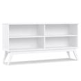 thumbnail image 1 of Draper 30 inch x 64 inch Solid Wood Mid Century Modern Low Bookcase in White, 1 of 12