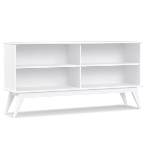 Draper 30 inch x 64 inch Solid Wood Mid Century Modern Low Bookcase in White
