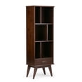 thumbnail image 1 of Draper 64 inch x 22 inch Solid Wood Mid Century Modern Bookcase and Storage Unit in Medium Auburn Brown, 1 of 12