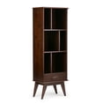 thumbnail image 1 of Simpli Home Draper 64 inch x 22 inch Solid Wood Mid Century Modern Bookcase and Storage Unit in Medium Auburn Brown, 1 of 12